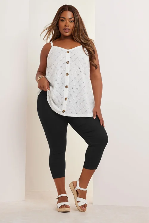 Yours Curve Black Cropped Stretch Jeggings - 24 Image 1
