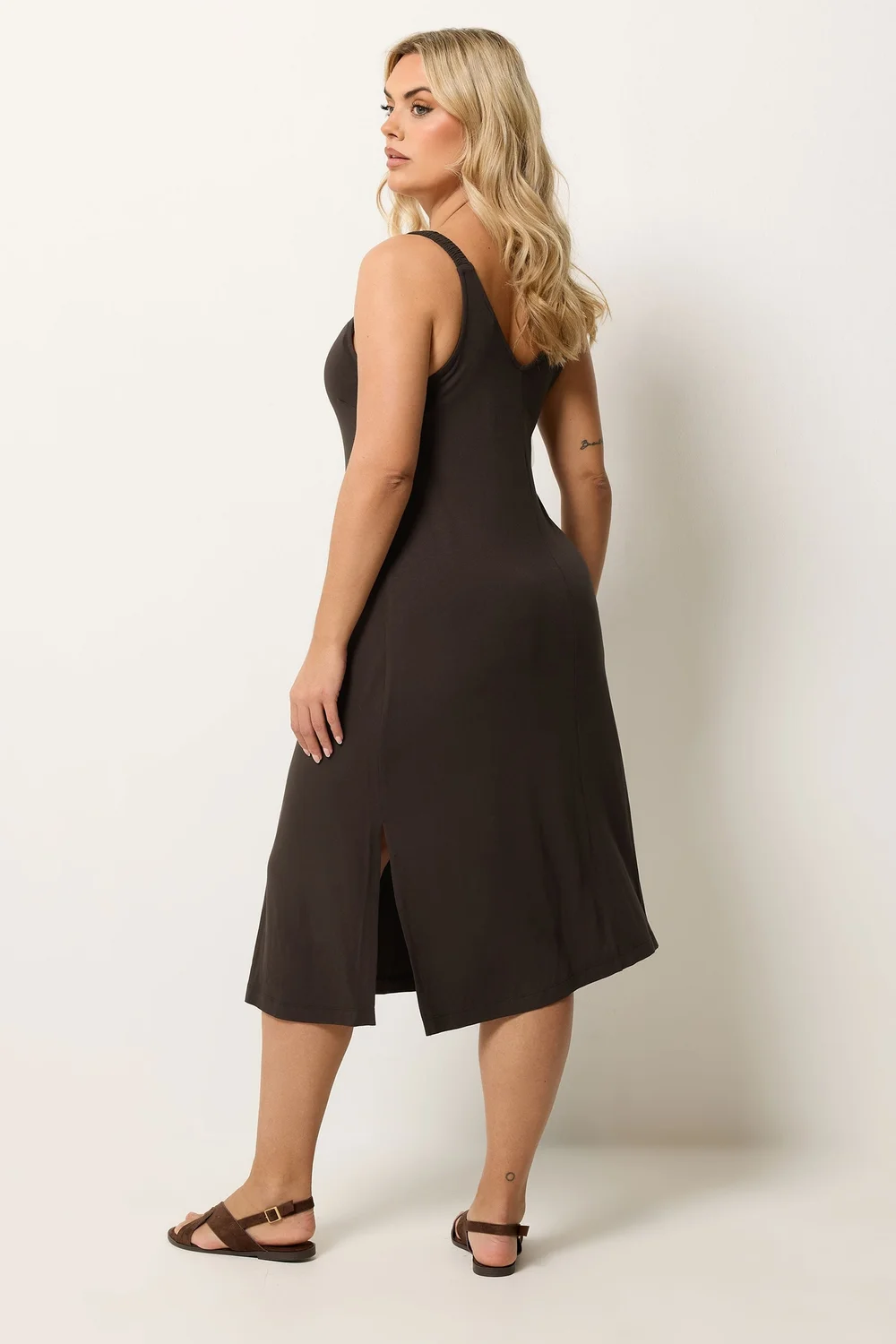 Yours Curve Chocolate Brown Midi Dress - 18-20 Image 3