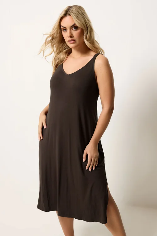 Yours Curve Chocolate Brown Midi Dress - 18-20 Image 1