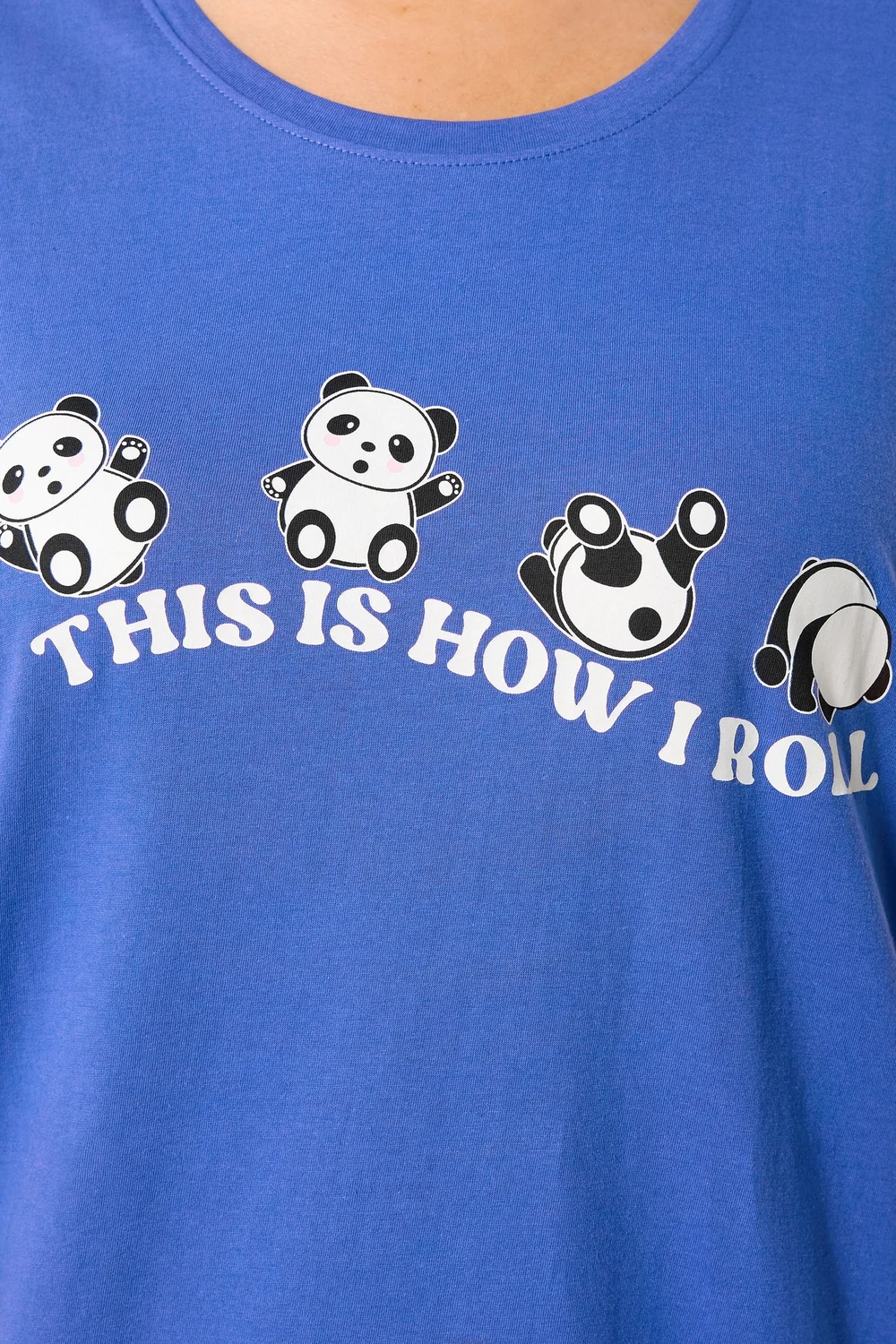 Yours Curve Blue 'This Is How I Roll' Panda Dipped Back Nightdress - 34-36 Image 4