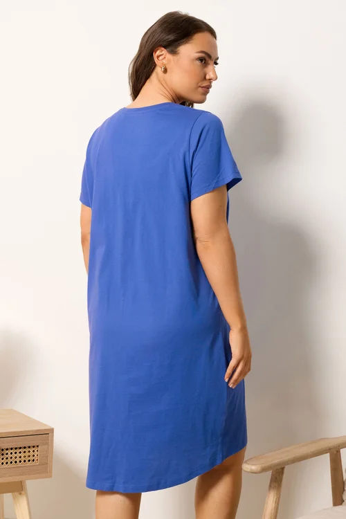 Yours Curve Blue 'This Is How I Roll' Panda Dipped Back Nightdress - 34-36 Image 3