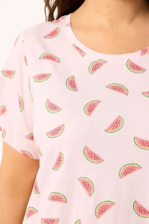 Yours Curve Pink Watermelon Print Nightdress - 26-28 Image 4