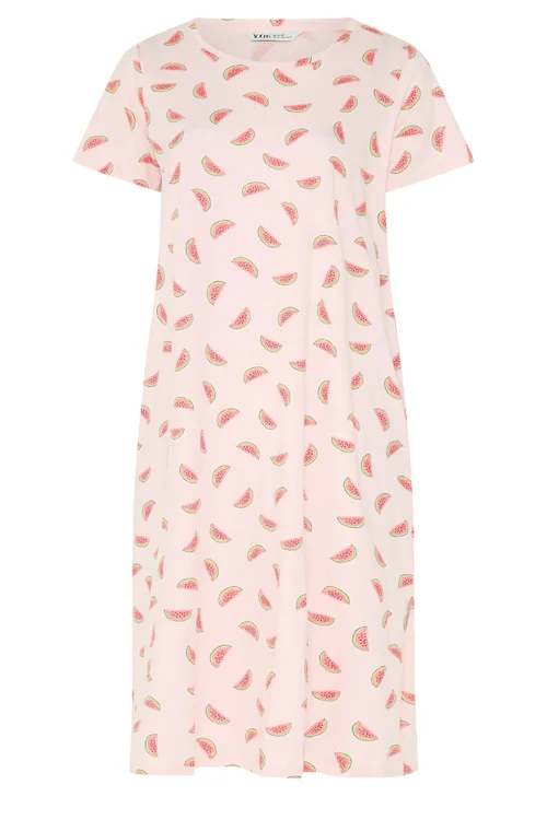 Yours Curve Pink Watermelon Print Nightdress - 26-28 Image 5