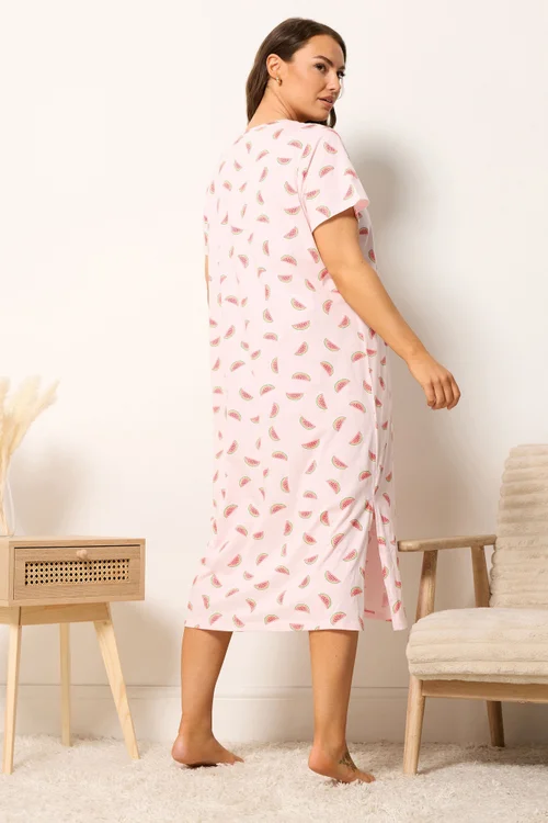 Yours Curve Pink Watermelon Print Nightdress - 26-28 Image 3