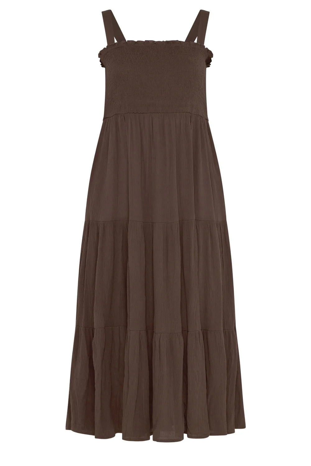 Yours Curve Chocolate Brown Shirred Maxi Dress - 16 Image 5
