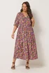 Yours Curve Black Floral Raglan Sleeve Dress - 22-24 Image 1
