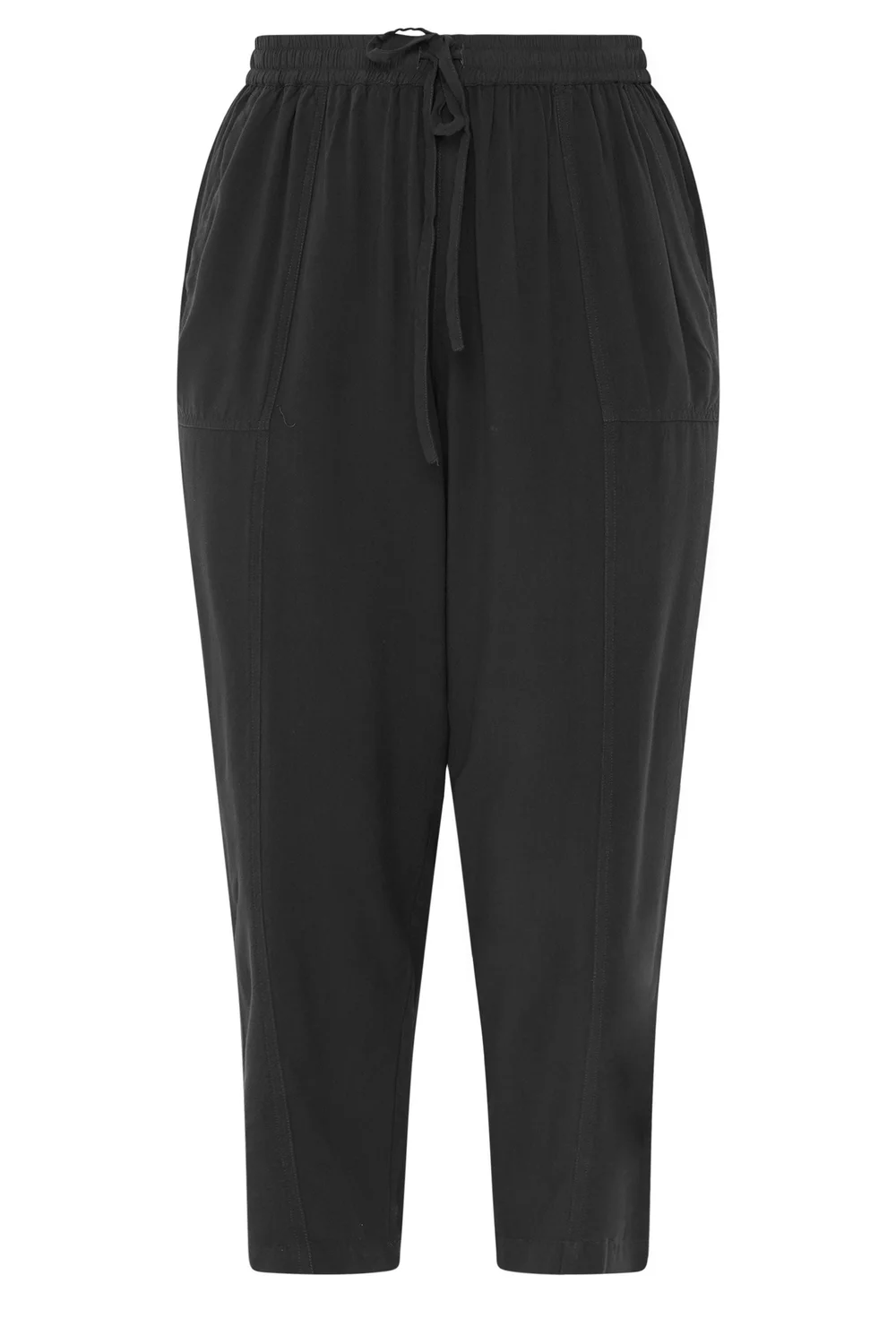 Yours Curve Black Chambray Barrel Trousers - 30-32 Image 5