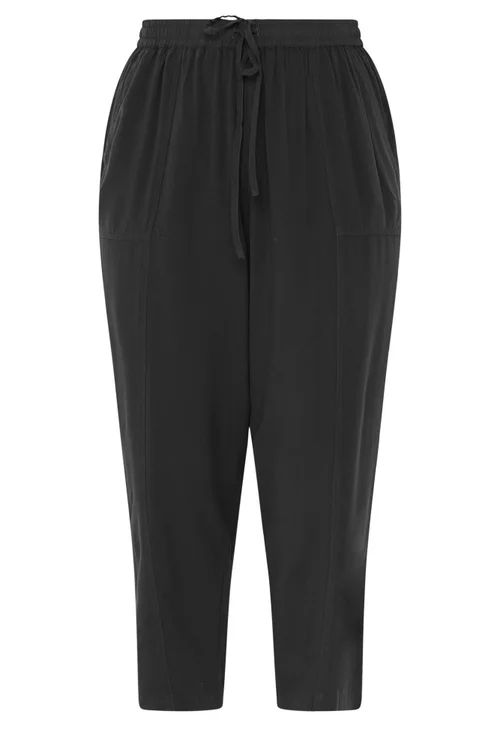 Yours Curve Black Chambray Barrel Trousers - 30-32 Image 5