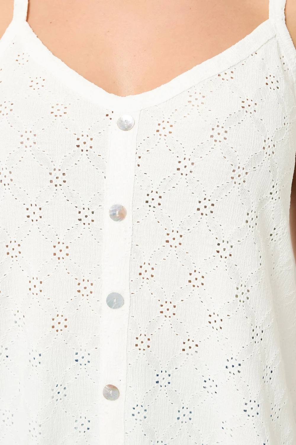 Yours Curve White Broderie Anglaise Vest Top - 30-32 Image 4