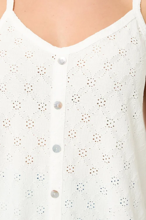 Yours Curve White Broderie Anglaise Vest Top - 30-32 Image 4