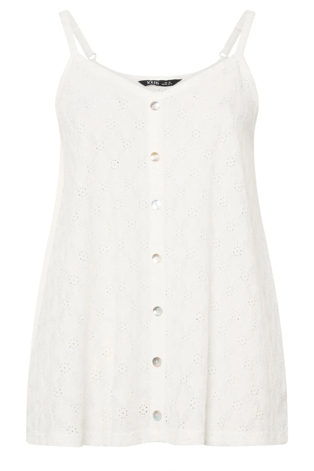 Yours Curve White Broderie Anglaise Vest Top - 30-32 Image 5