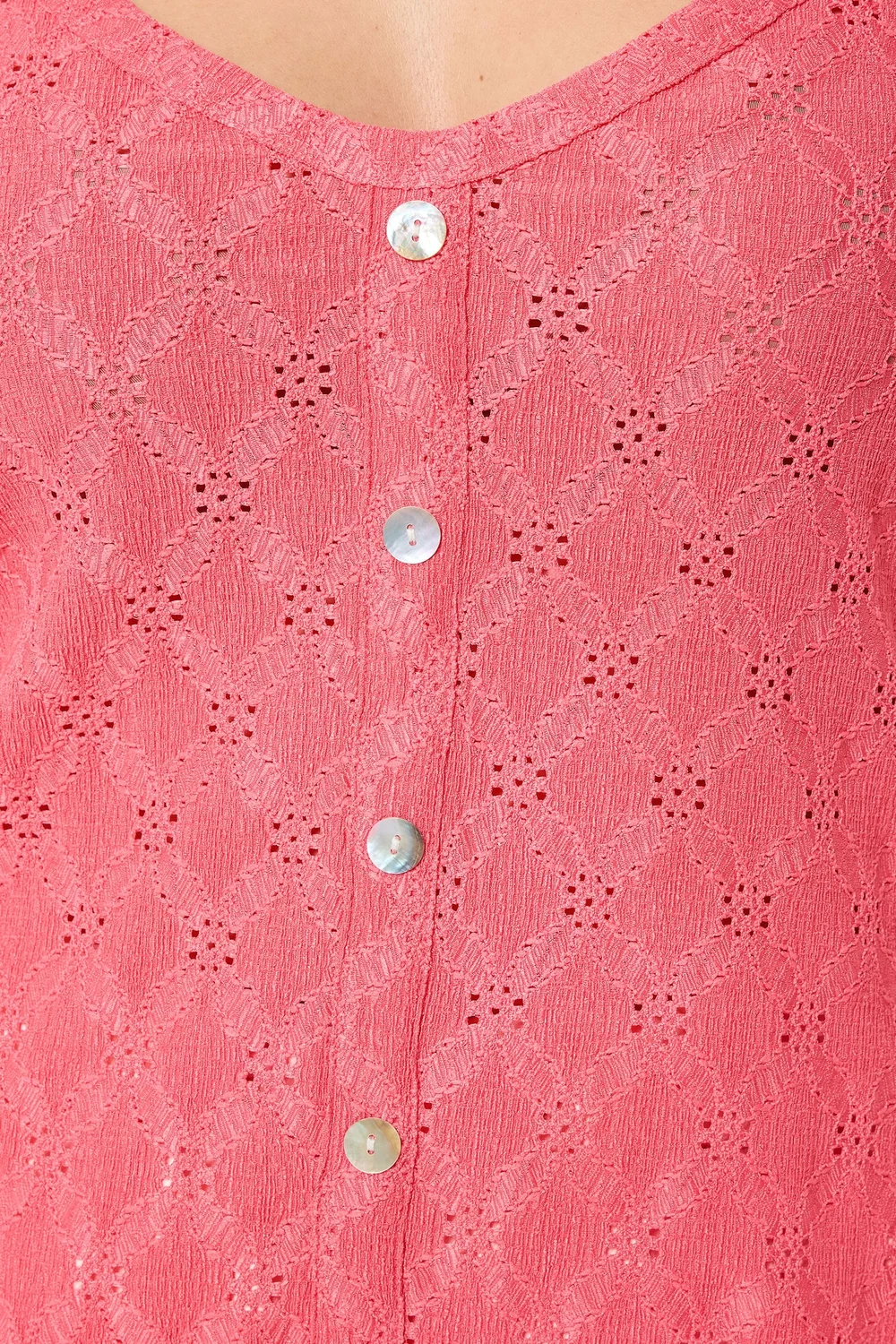 Yours Curve Coral Orange Broderie Anglaise Vest Top - 14 Image 4