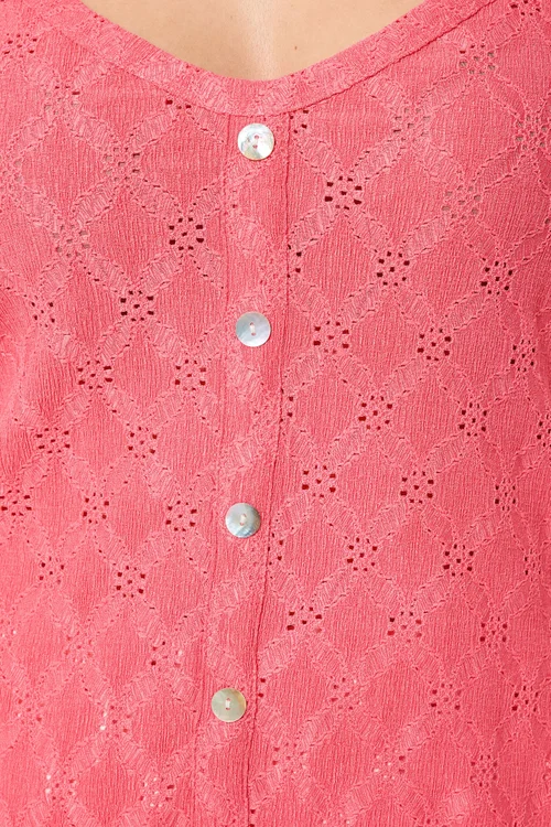 Yours Curve Coral Orange Broderie Anglaise Vest Top - 14 Image 4