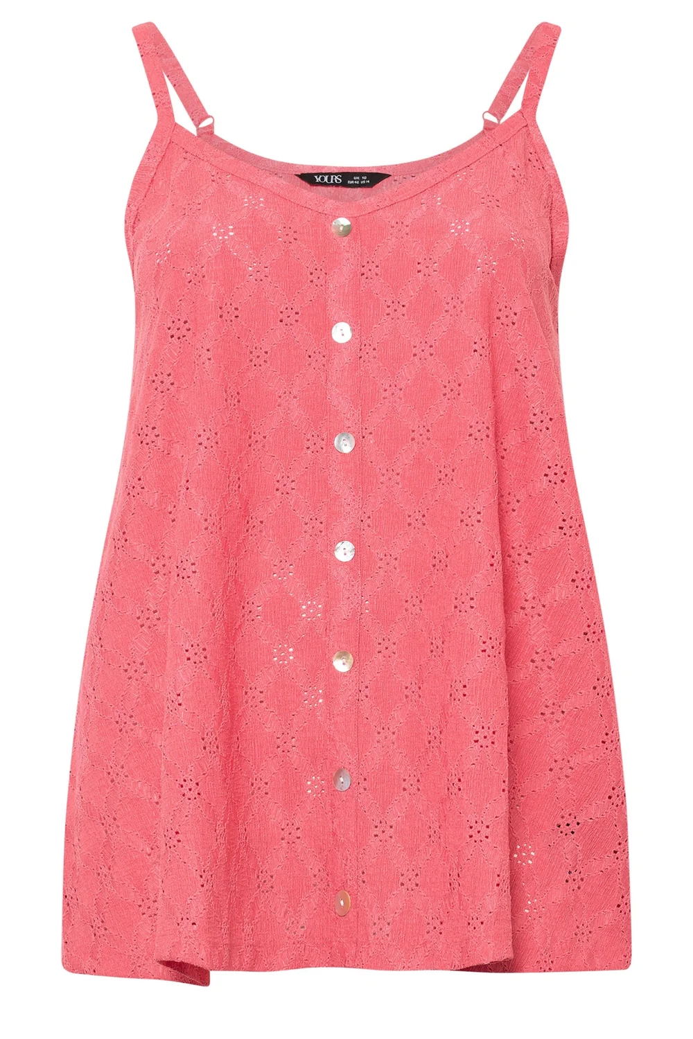 Yours Curve Coral Orange Broderie Anglaise Vest Top - 14 Image 5