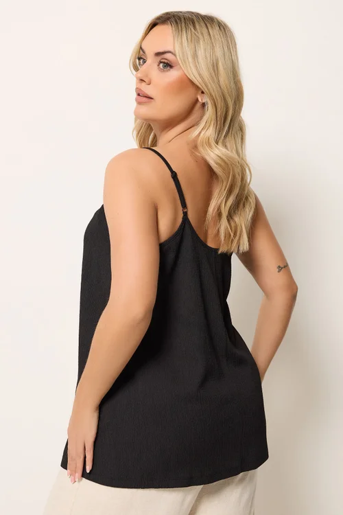 Yours Curve Black Gathered Swing Cami Top - 22-24 Image 3