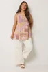 Yours Curve Purple Patchwork Ribbed Vest Top - 14 Image 2