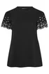 Yours Curve Black Embroidered Sleeve T-Shirt - 18 Image 5