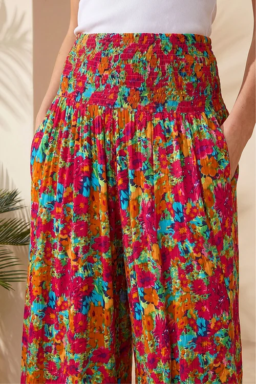 Roman Red Mini Floral Palazzo Trouser - S Image 4