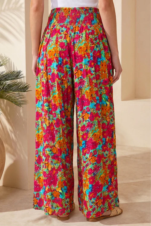 Roman Red Mini Floral Palazzo Trouser - S Image 3