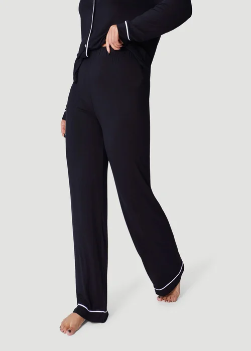 Conturve Black Oversized Jersey Piping Detail Long PJ Set - 8 Image 3