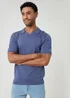 Threadbare Blue Knitted Short Sleeve Trophy Neck Polo - S Image 1