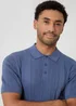 Threadbare Blue Cotton Textured Stripe Knitted Polo - S Image 4