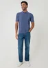 Threadbare Blue Cotton Textured Stripe Knitted Polo - S Image 3