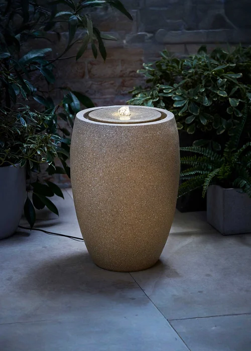 ValueLights Solar Natural Tall Round Water Fountain - One Size Image 5
