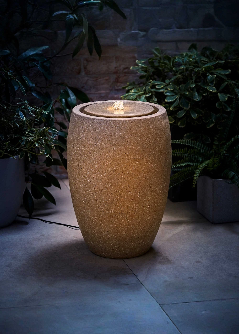 ValueLights Solar Natural Tall Round Water Fountain - One Size Image 1
