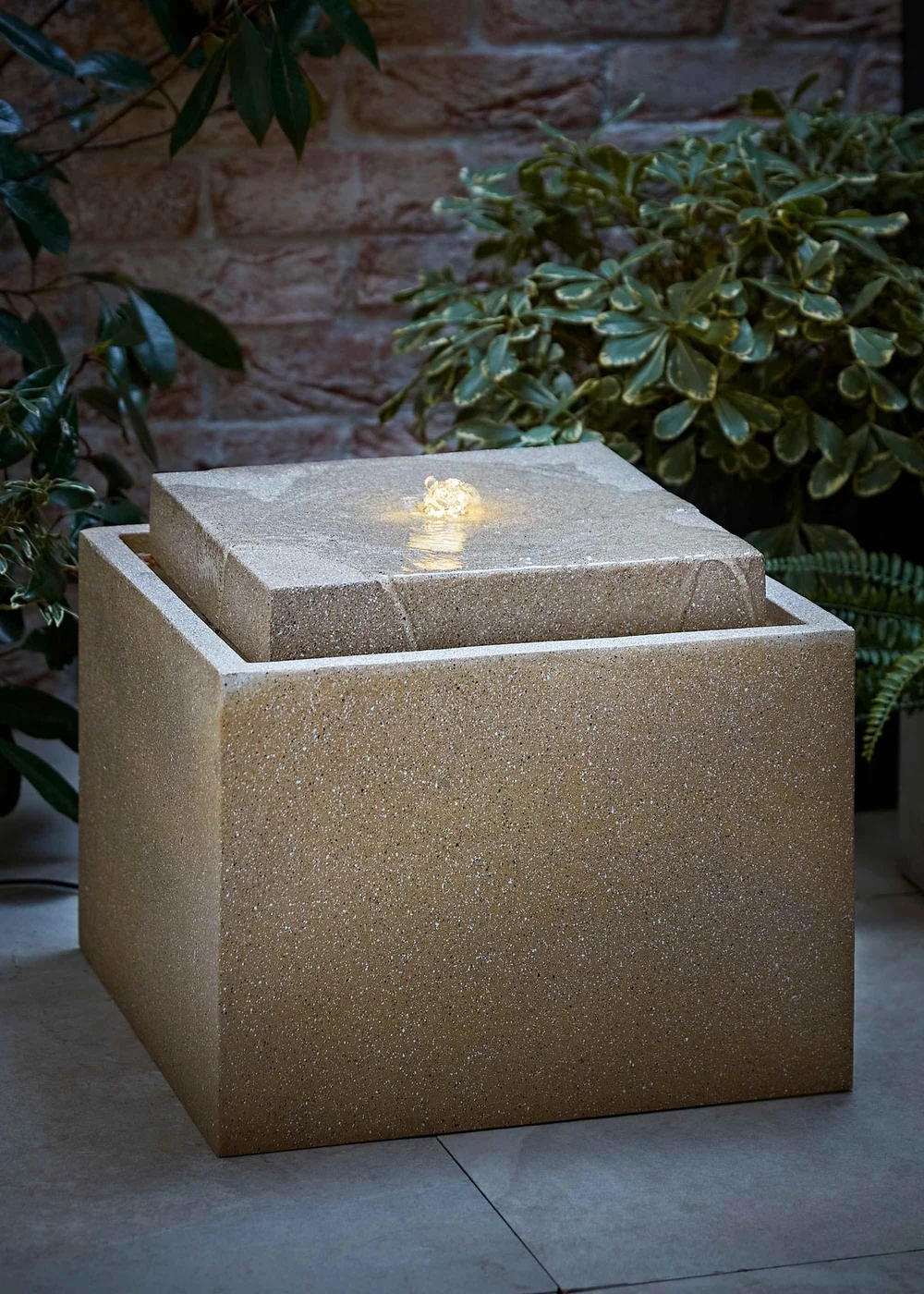 ValueLights Solar Square Water Fountain Feature - One Size Image 1
