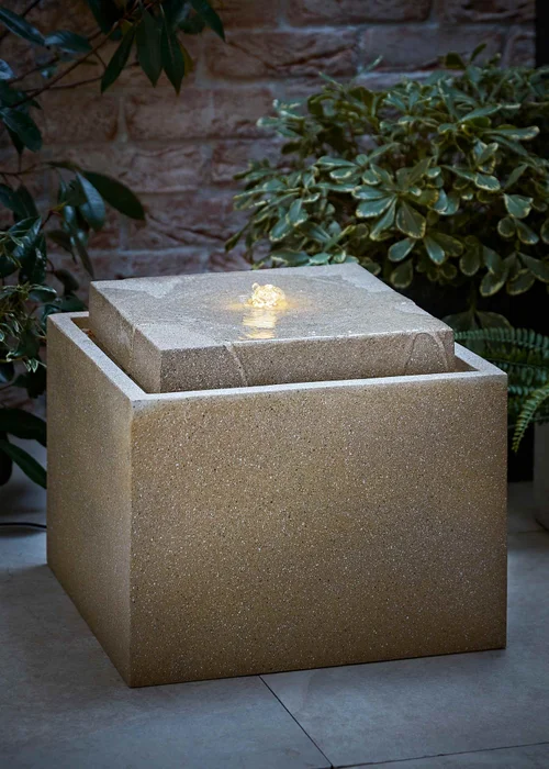 ValueLights Solar Square Water Fountain Feature - One Size Image 1
