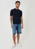 Threadbare Navy Quarter Zip Knitted Polo - L Image 3