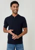 Threadbare Navy Quarter Zip Knitted Polo - L Image 1