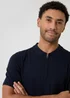 Threadbare Navy Quarter Zip Knitted Polo - L Image 4