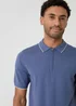 Threadbare Blue Knitted Quarter Zip Polo With Contrast Tipping - L Image 4