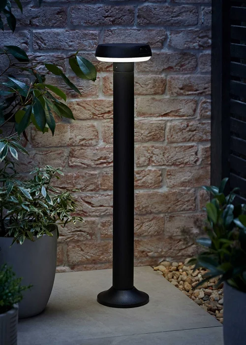 ValueLights LED Matt Black Solar Bollard Light - One Size Image 1