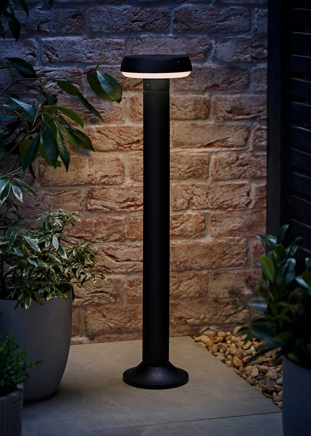 ValueLights LED Matt Black Solar Bollard Light - One Size Image 2