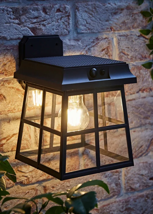 ValueLights LED Matt Black Panel Solar Wall Light - One Size Image 1