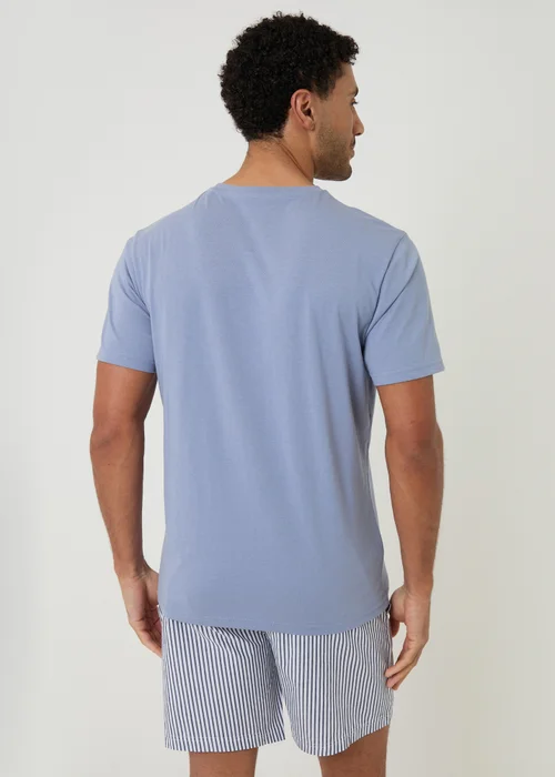 Threadbare Blue Stripe Short Pyjama Set - L Image 2
