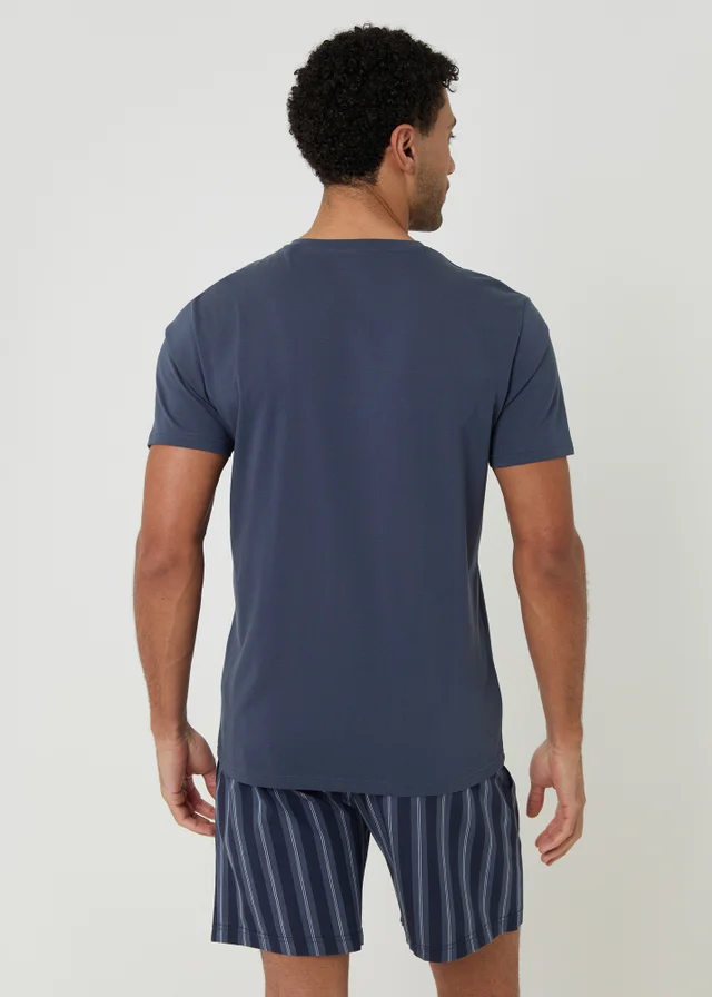 Threadbare Blue Stripe Grandad Pyjama Set