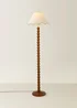 ValueLights Bobble Walnut Floor Lamp with Green Trim Scallop Shade - One Size Image 2