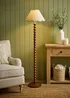ValueLights Bobble Walnut Floor Lamp with Green Trim Scallop Shade - One Size Image 5