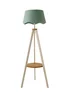 ValueLights Morrigan Shelf Floor Lamp Painted Cream with Sage Green Scalloped Linen Shade - One Size Image 3
