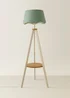 ValueLights Morrigan Shelf Floor Lamp Painted Cream with Sage Green Scalloped Linen Shade - One Size Image 2