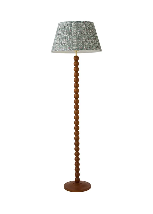 ValueLights Bobble Walnut Floor Lamp with Floral Pleated Shade - One Size Image 5