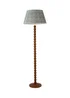 ValueLights Bobble Walnut Floor Lamp with Floral Pleated Shade - One Size Image 5