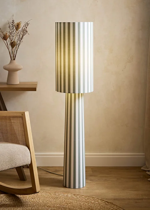ValueLights Thorley Green Stripe Midi Floor Lamp - One Size Image 1