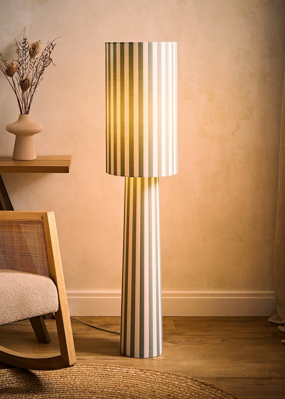 ValueLights Thorley Green Stripe Midi Floor Lamp - One Size Image 2