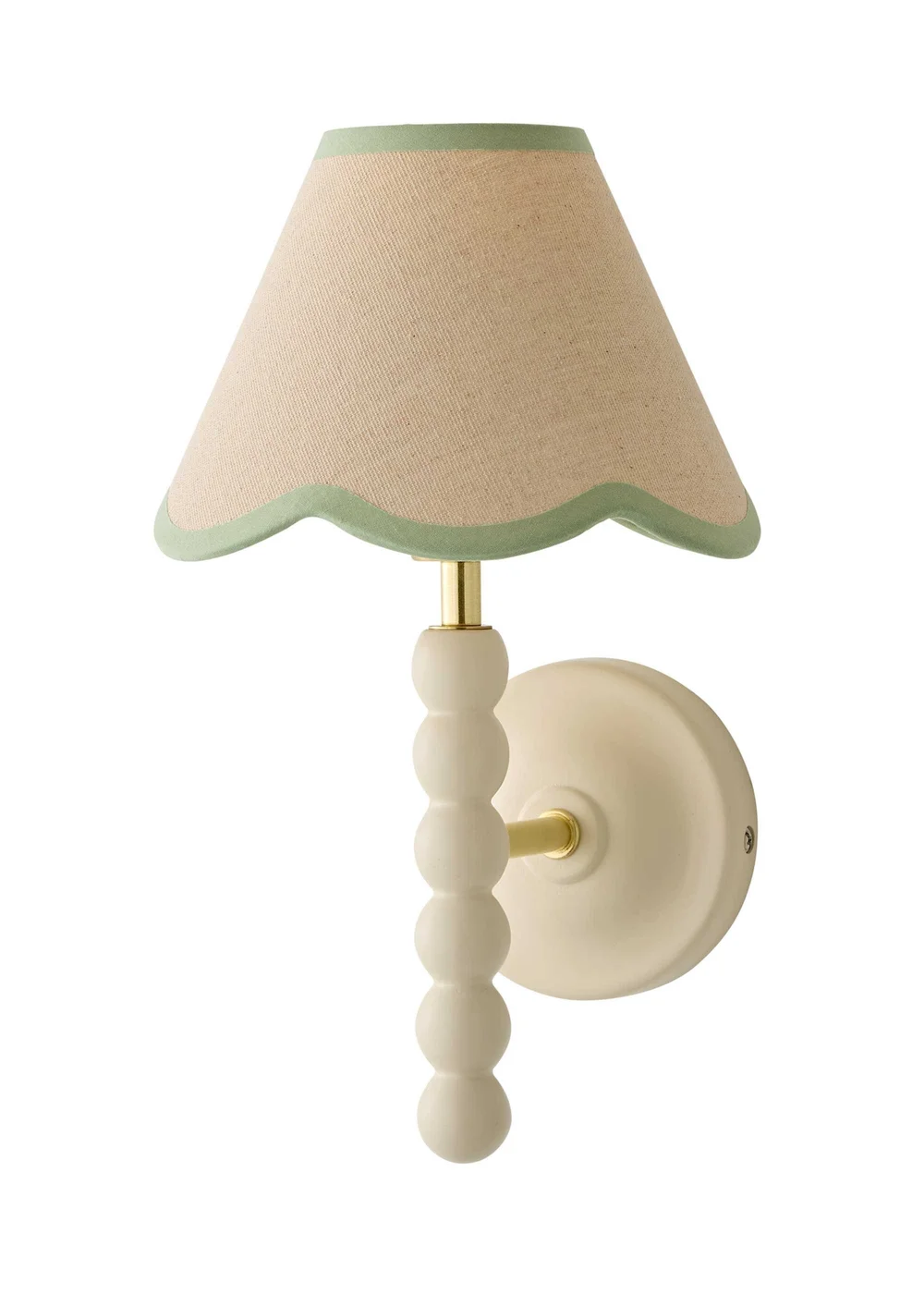 ValueLights Bobble Cream Wall Light with Green Trim Scallop Shade - One Size Image 3