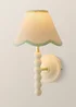 ValueLights Bobble Cream Wall Light with Green Trim Scallop Shade - One Size Image 2